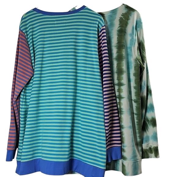 Lands End Womens Sz L Lot of 2 Serious Sweats Colorful Long Sleeve Sweatshirts - Picture 2 of 9